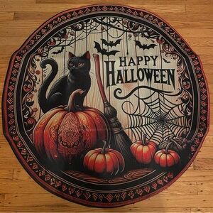 Halloween black cat round rug - Brand New.